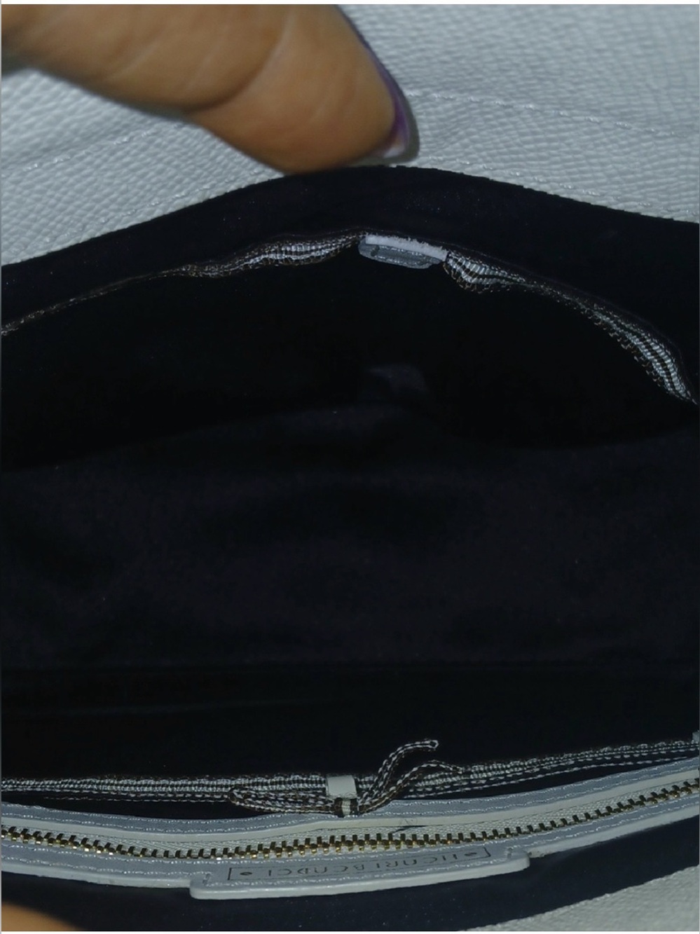 Henri Bendel White Black Mini Satchel Crossbody Gold Hardware - Picture 7 of 8
